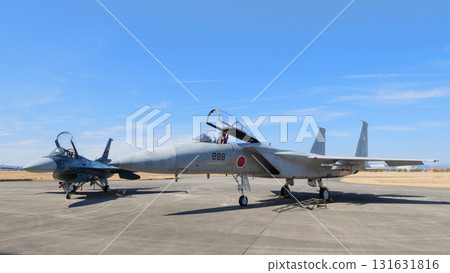 航空自衛隊 F-15J 和 F-2A 戰鬥機在停機坪上 航空自衛隊 F-15J 和 F-2A 戰鬥機在停機坪上 131631816
