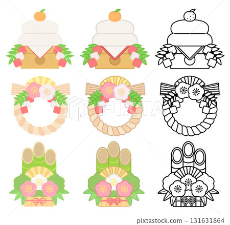 New Year's set (Kagami mochi, Shimenawa and Kadomatsu) 131631864