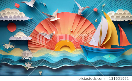 Sunrise Ocean Paper Craft 131631951