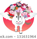 2026 Year of the Horse New Year's Card Material Illustration Seven Lucky Gods 131631964
