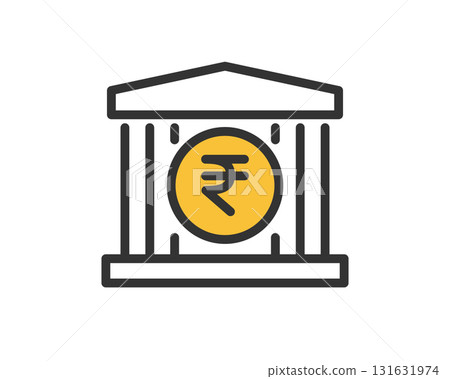 盧比貨幣銀行圖示插圖 | 向量 131631974