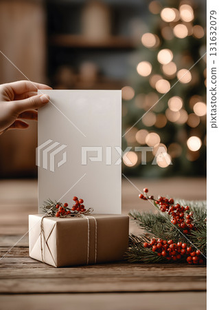 Person is holding a white card with a blank space on it Person is holding a white card with a blank space on it 131632079