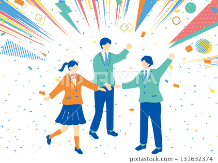 Converging lines and students forming a circle 131632374