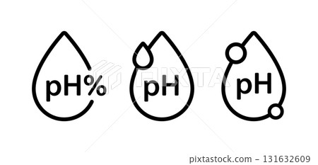 PH balance icon. Neutral water level. Water PH measure. Neutral balance skin. Drop line icon set. Healthcare design web symbol. Vector illustration isolated on white background PH balance icon. Neutral water level. Water PH measure. Neutral balance skin. Drop line icon set. Healthcare design web symbol. Vector illustration isolated on white background 131632609