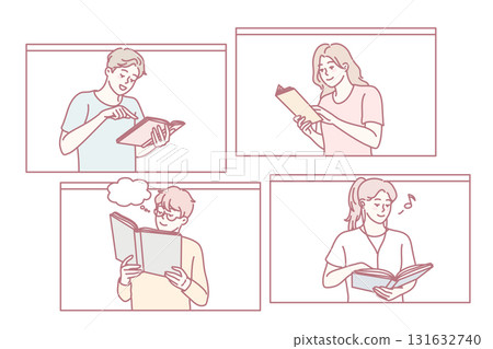 Happy people reading books 131632740