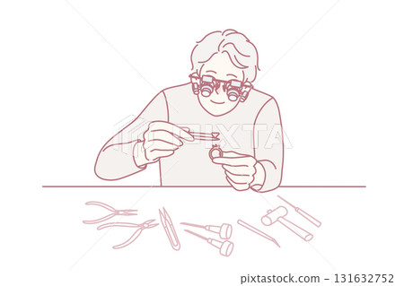 Jeweler work with gems for rings Jeweler work with gems for rings 131632752