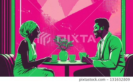 一男一女在現代空間交談 一男一女在現代空間交談 131632809