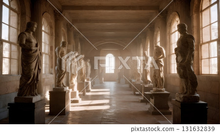 A group of statues in a museum A group of statues in a museum 131632839