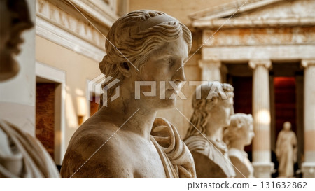 A group of statues in a museum 131632862