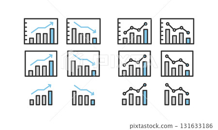 Bar graph and line graph illustration icon 131633186