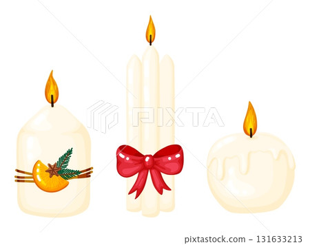 White Christmas Candles Set with Festive Decor White Christmas Candles Set with Festive Decor 131633213