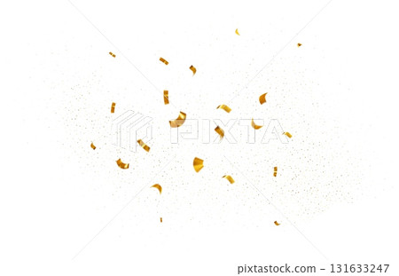 Gold particle confetti with shine. Glitter dot dust. Dynamic golden small particles flow with shine effect. Vector design elements for Christmas, carnival party, holiday event 131633247