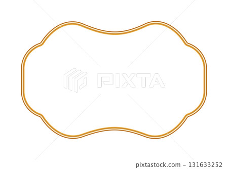Gold shiny 3d frame. Realistic ornamental decorative element. Indian window, arabic border, morocco shapes. Vector illustration for invitation, greeting card, decorative design 131633252