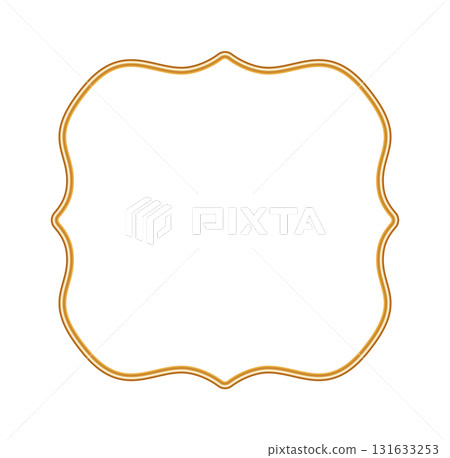 Golden ornamental realistic 3d frame. Indian border, arabic window, islamic decorative element, morocco shapes. Vector illustration for invitation, greeting card, decorative design 131633253
