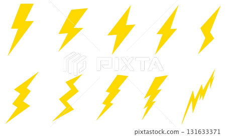 Illustration set of lightning icons, various lightning marks Illustration set of lightning icons, various lightning marks 131633371