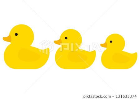 Illustration of a row of duck toys 131633374