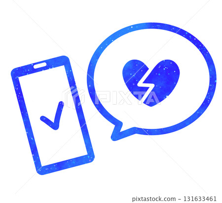 Blue starry sky | Cracked heart symbol and smartphone Blue starry sky | Cracked heart symbol and smartphone 131633461