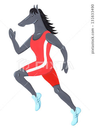 Year of the Horse New Year's card material - Track and field athletes 131633490