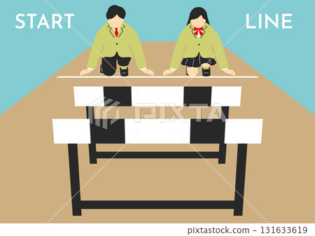 A student standing in front of a hurdle 131633619