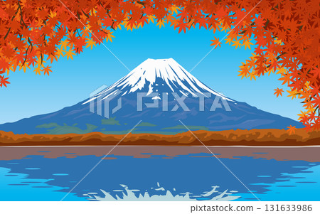 Fuji and autumn leaves 131633986