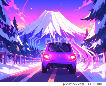 A spring travel scene of a drive along a snow-covered mountain road surrounded by cherry blossoms and Mount Fuji | A spectacular view of Japan's nature and the seasons A spring travel scene of a drive along a snow-covered mountain road surrounded by cherry blossoms and Mount Fuji | A spectacular view of Japan's nature and the seasons 131634003