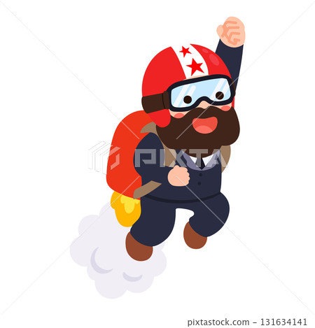 Cartoon Businessman with Rocket Pack Illustration 131634141