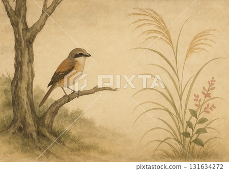 A shrike standing in the trees A shrike standing in the trees 131634272