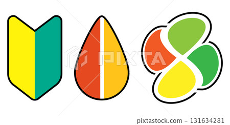 初學者標記、幼葉標記和老年標記的向量插圖集 131634281