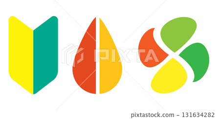 Vector illustration set of beginner mark, young leaf mark and elderly mark 131634282