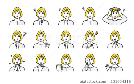 30s female housewife icon set 30s female housewife icon set 131634316