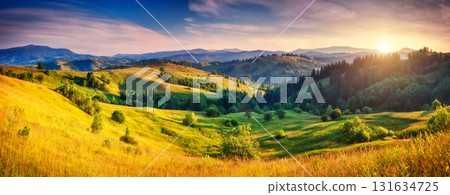 Summer sunset in mountains Summer sunset in mountains 131634725