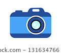 Vintage blue camera. Vector flat illustration. 131634766