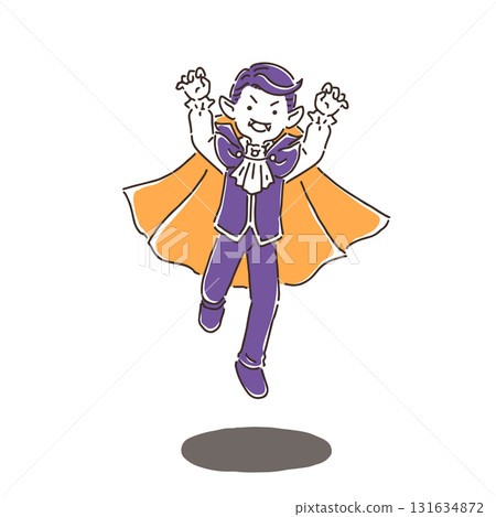 穿著吸血鬼服裝跳躍的年輕人 穿著吸血鬼服裝跳躍的年輕人 131634872
