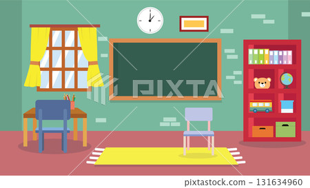 Cozy Kindergarten Classroom Interior 131634960