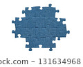 Blue jigsaw puzzle isolated on white. A piece of puzzles placed together. 131634968