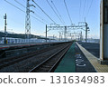 Image of train tracks at a station Image of train tracks at a station 131634983