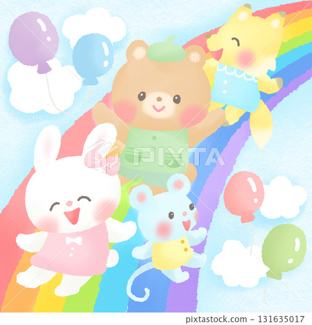 Rainbow_Blue sky_Smiling animals 131635017