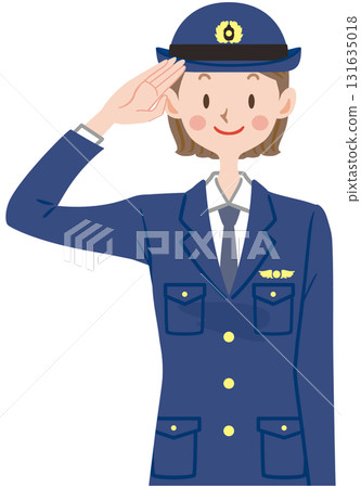 女警官敬禮的插圖 女警官敬禮的插圖 131635018