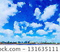 Watercolor painting | Cityscape and blue sky of Phnom Penh, Cambodia | Mekong River scenery | Southeast Asian travel and healing art 131635111