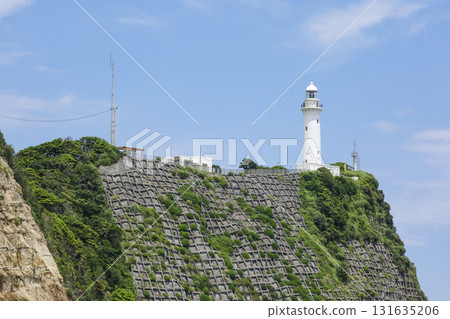 Shioyazaki Lighthouse stands on a hill along the coast Shioyazaki Lighthouse stands on a hill along the coast 131635206
