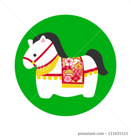 Cute horse figurine illustrations for New Year's cards in the Year of the Horse Cute horse figurine illustrations for New Year's cards in the Year of the Horse 131635323