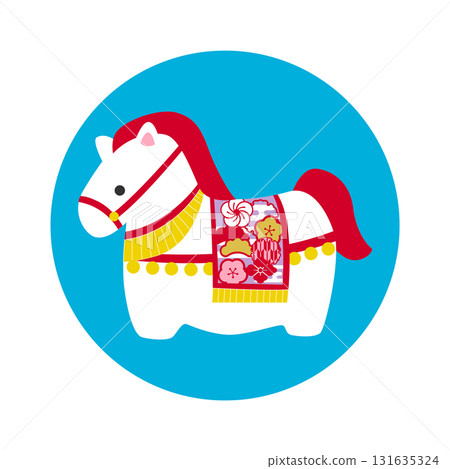 Cute horse figurine illustrations for New Year's cards in the Year of the Horse Cute horse figurine illustrations for New Year's cards in the Year of the Horse 131635324