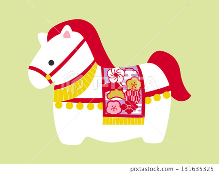 Cute horse figurine illustrations for New Year's cards in the Year of the Horse 131635325