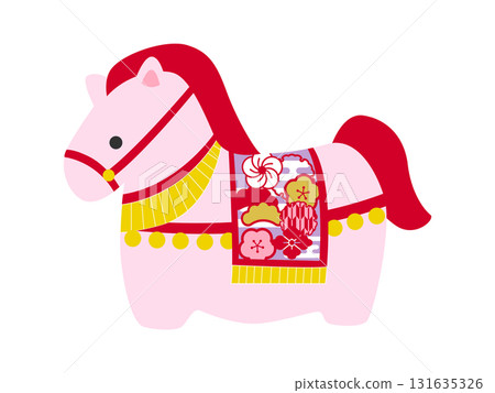 Cute horse figurine illustrations for New Year's cards in the Year of the Horse 131635326