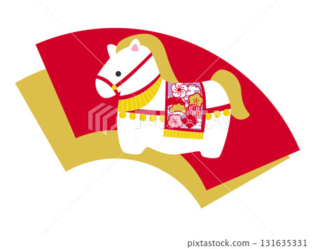 Cute horse figurine illustrations for New Year's cards in the Year of the Horse 131635331