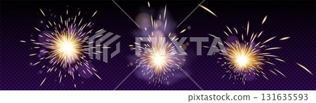 Golden spark weld flashes 131635593