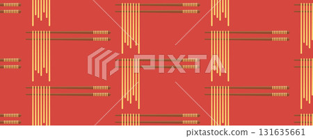 Ramen noodles on chopsticks seamless pattern for Asian and Japanese cuisine. Restaurant design for menus, packaging, branding, and printed materials Ramen noodles on chopsticks seamless pattern for Asian and Japanese cuisine. Restaurant design for menus, packaging, branding, and printed materials 131635661