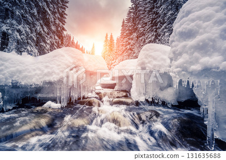 winter river at forest winter river at forest 131635688