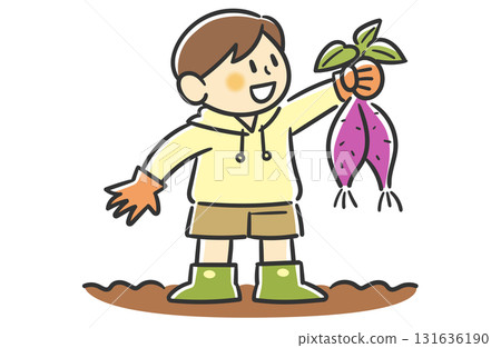 收穫地瓜的男孩 131636190