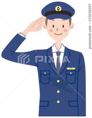 Illustration of a saluting police officer 131636297